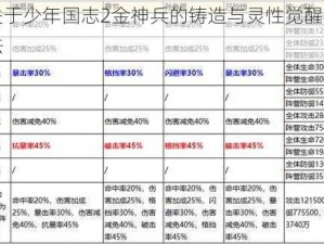 关于少年国志2金神兵的铸造与灵性觉醒秘法