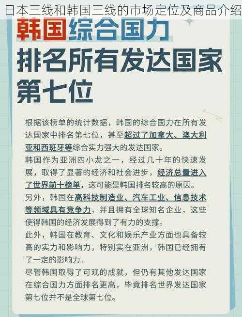 日本三线和韩国三线的市场定位及商品介绍