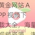 黄金网站 APP 视频下载大全，海量视频资源，满足你的各种需求