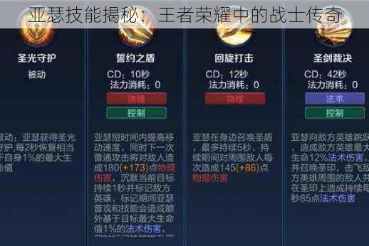 亚瑟技能揭秘：王者荣耀中的战士传奇