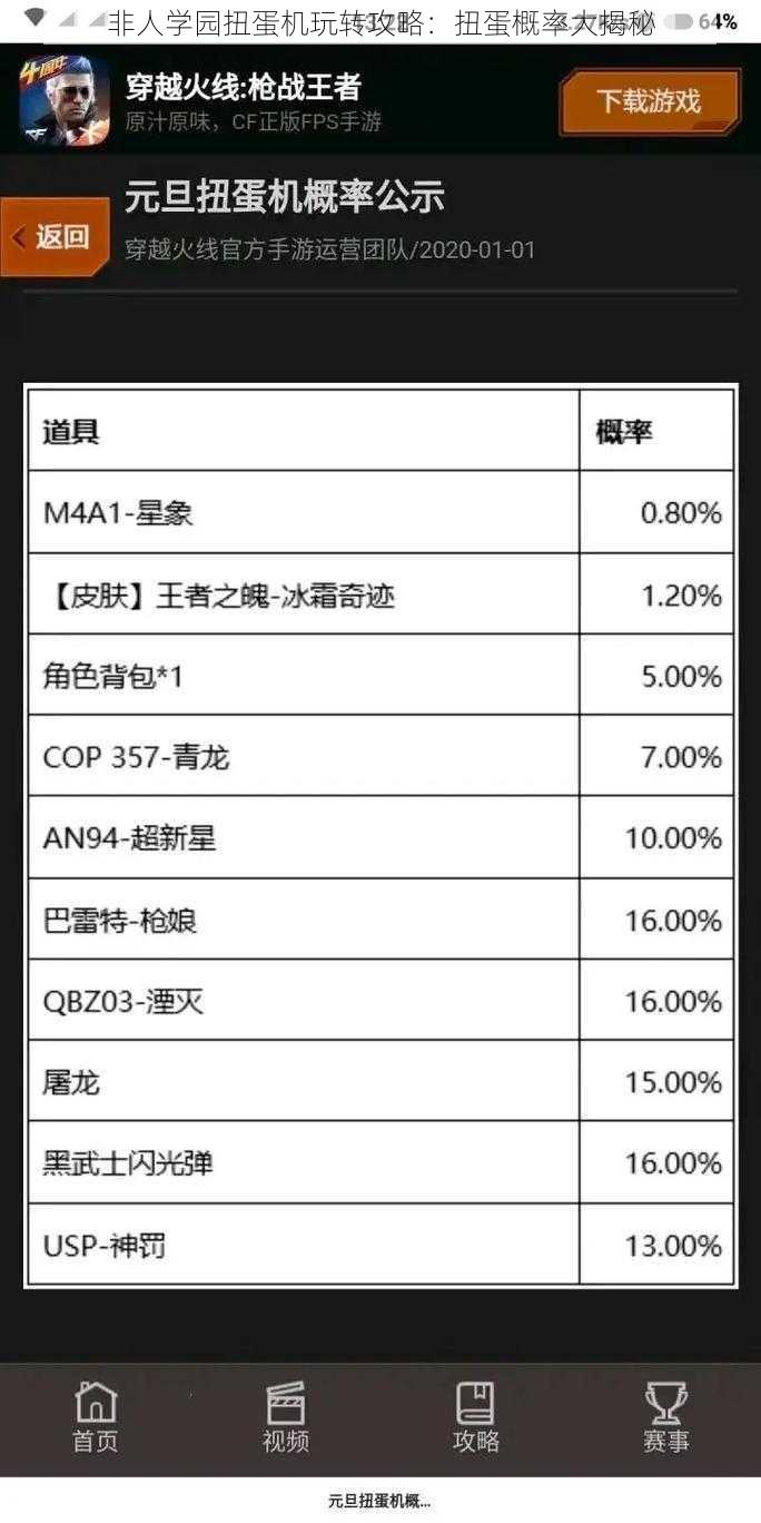 非人学园扭蛋机玩转攻略：扭蛋概率大揭秘